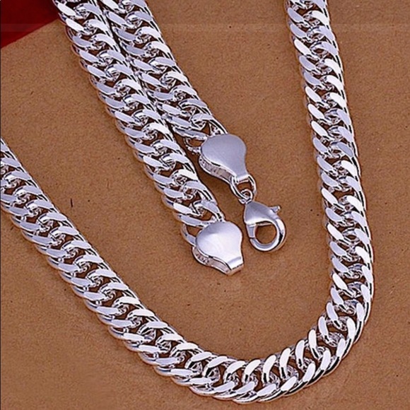 STERLING SILVER CUBAN CHAIN LINK NECKLACE BRACELET MATCHING SET 10MM - Picture 2 of 5